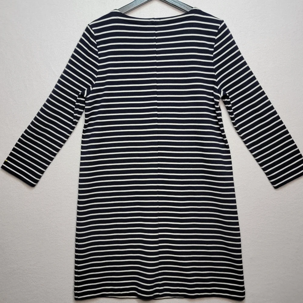 J. Crew Navy and Cream Striped Long Sleeve A-Line Dress‎ SIZE M